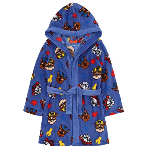 Paw Patrol Marshall, Rubble, Chase, Blauer Bademantel für Jungen mit Kapuze, ÖKO-TEX 5-6 Jahre Cover