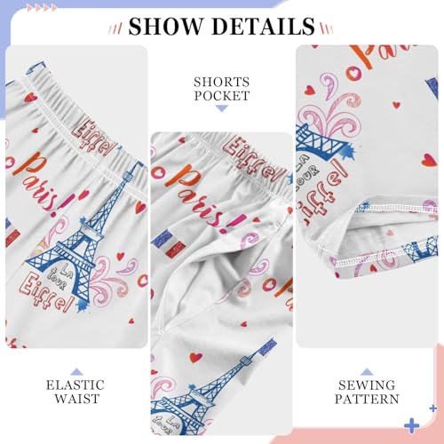 Eiffel Tower Paris Boys Long Pants Soft Trousers Elastic Waist Kids Lounge Bottoms with Pockets S-XL4