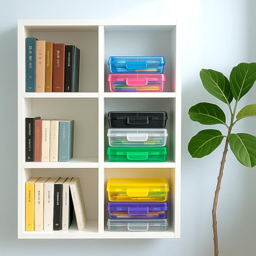 Image of Pink Clear Large Plastic Hard Pencil Box Case for Girls Boys, Crayon Box for School Supplies and Office Supplies