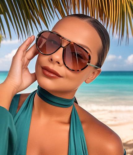 FEISEDY Trendy Oversized Aviator Sunglasses for Women Men Retro Big Round Shield Sun Glasses B41812