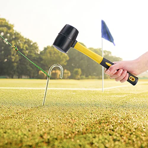 COM-FOUR® 2x mlotek gumowy z trzonkiem z wlókna szklanego - Mlotek kempingowy TWS z antyposlizgowa gumowana raczka - Mlotek z miekka obudowa do rzemiosla i kempingu (2 sztuki - z uchwytem z TWS)