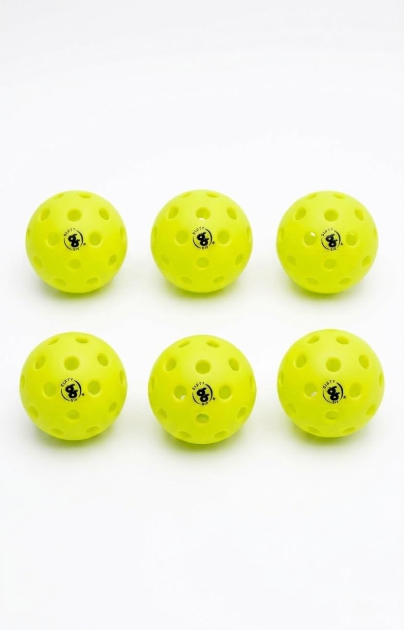 SIXTY SIX Outdoor Pickleballs Pack of 6 - Premium 40 Hole High Visibility Neon Yellow Pickle Balls - Durable Precision Seamless Design for Outdoor Court Play & Tournament Practice-image-23