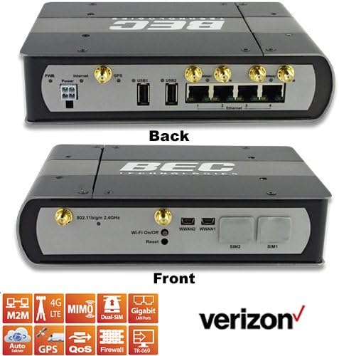 BEC Technologies MX-1000 R6-V 4G LTE-ONLY (USA) Cellular Enterprise Router for Verizon