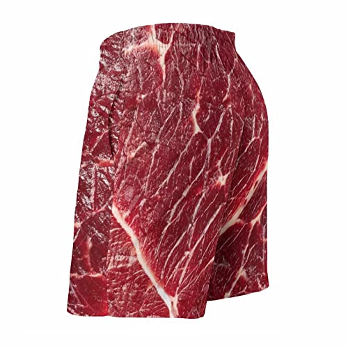 Beef Steak Texture Meat Men's Board Shorts Quick Dry Swim Trunks with Pockets Beach Trunks Bathing Suits4