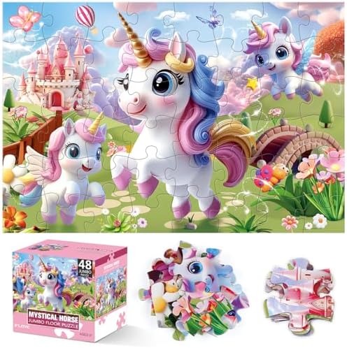 Jumbo Floor Puzzle for Kids,48 Piece Unicorn Large Jigsaw Puzzles...