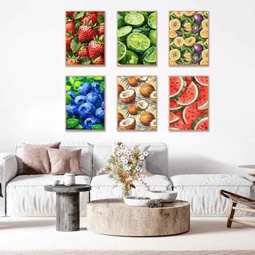 Image of Okarina 6 Pack Paint by Numbers Kit for Adults Beginner, Fruit Adult Paint by Number Kits on Canvas Without Frame, Fruit DIY Acrylic Oil Painting by Numbers Kits, Perfect for Home Decor 10x14 Inch