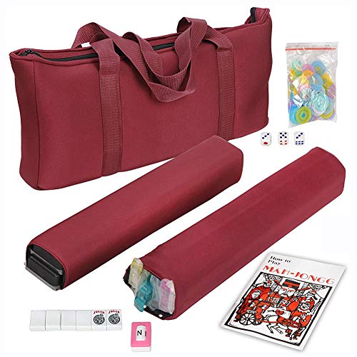 American Mahjong Set, Mah Jongg with 166 Premium White Tiles, 4 All-in-One Rack/Pushers