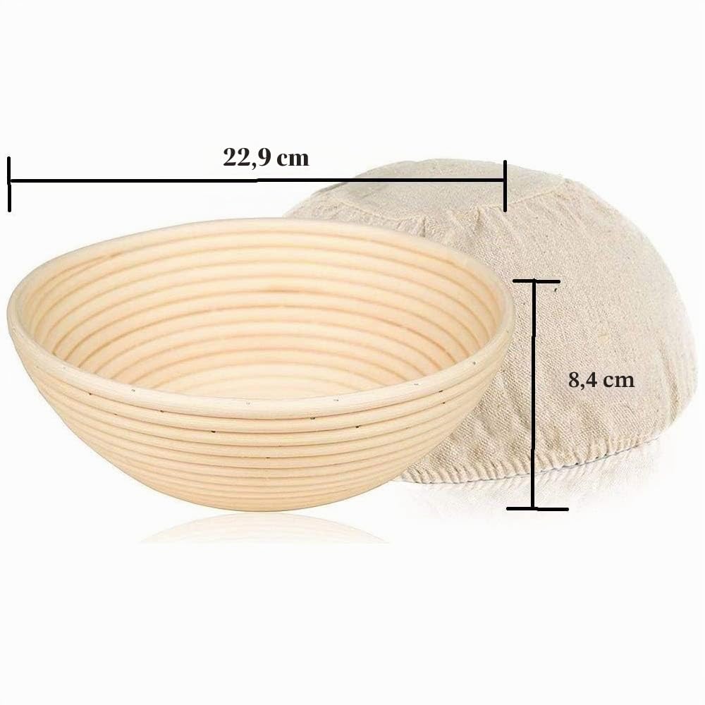 YAANI Cestino per Lievitazione del Pane Set di 2 Rotondi e Ovali, Cestino per Lievitazione Banneton + Frusta per Impasto + Lame per Pane + Raschietto per Impasto + Raschietto Flessibile Regalo