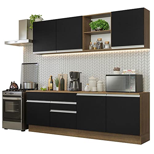 Madesa Cocina Integral Completa Modular 240cm Glamy 06 - Marrón/Negro