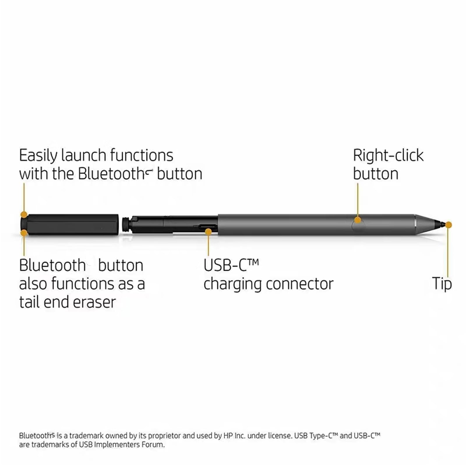Pióro dotykowe HP Spectre/Envy/Pavilion X360 2 w 1, kompatybilny z Bluetooth do Microsoft Surface, SPEN-HP-03(2MY21AA), obsługuje MPP2.0 i prezentację