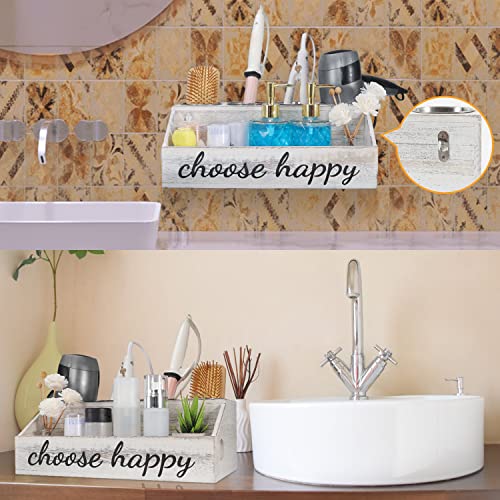 Hair Tool Organizer, White Hair Dryer Holder Rustic Wood Blow Dryer Holder Hair Product Straightener Holder Wall Mount Vanity Accessories Bathroom Sink Organizer Storage Stand Countertop Cabinet Door #TOP4