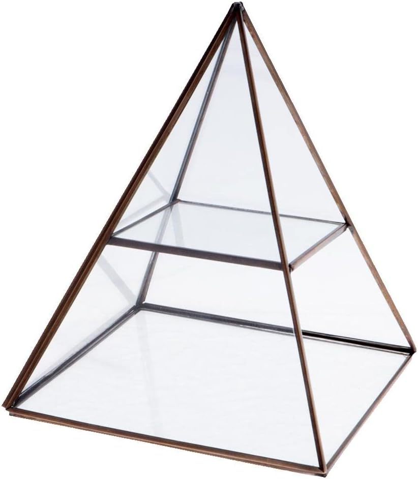 joyMerit Pyramid Glass Ring Display Case Women Jewelry Collection Storage Organizer Box - Antique Bronze
