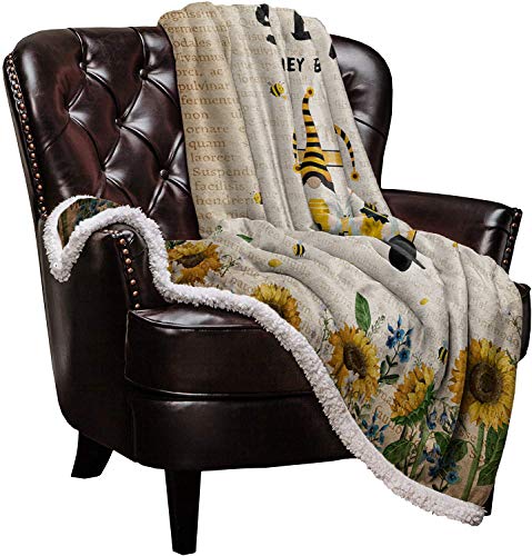 LBDOMOV Warm Soft Fleece Throw Blanket, Sweet Honey Bees Truck Loads Gnomes - Cozy Plush Lightweight Blanket  Winter Couch Bed Sofa Decorative Microfiber Fleece Throws, 49" x 79"