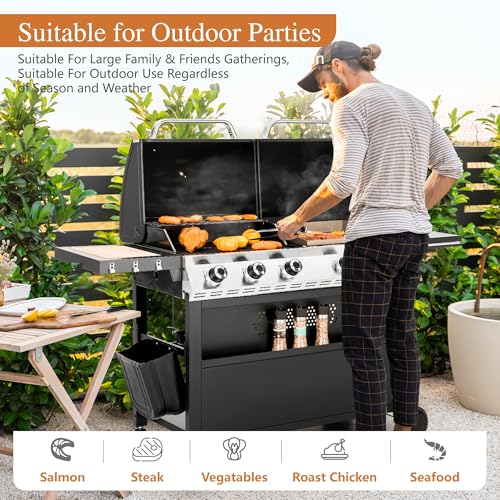 Image of Sophia & William Propane Gas Grill and Griddle Combo, Dual Outdoor BBQ