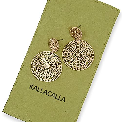 Filigree Geometric Gold Drop Earrings, Dangle, Gift for Her3