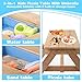 3-in-1 Kids Outdoor Wooden Picnic Table with Umbrella, Convertible Sand & Water Table, Cedar Wood Activity Table for Backyard (Brown)