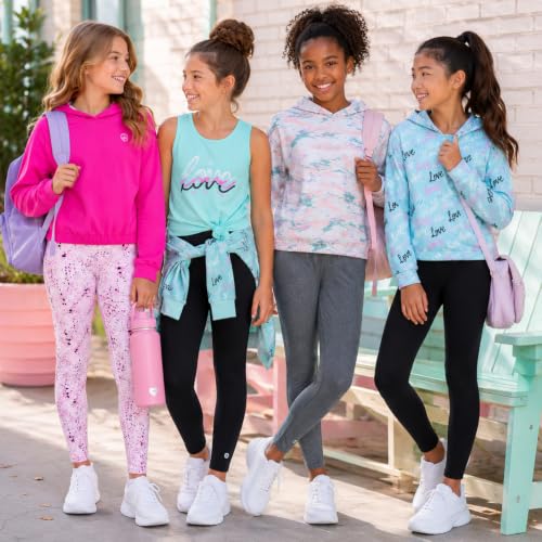 Image of RBX Girls Pants Set - 3 Piece Active Fleece Tank Top Pullover Girls Hoodies and Kids Leggings Athletic Set (7-14)