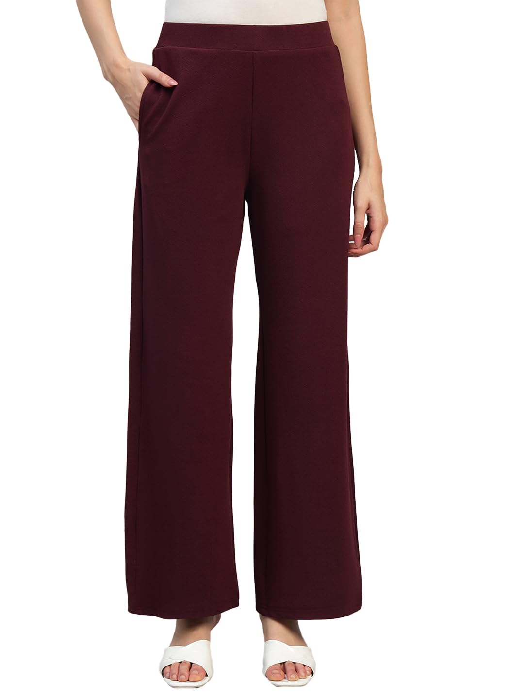 dna crafted with love Women's High Waist Straight Fit Trousers | Solid Korean Stretchable Pants for Women | Regular Fit Elastic Waist Formal Trouser for Casual-picture-32