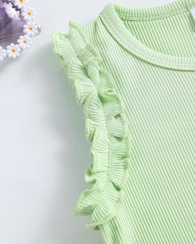 Image of Weebaby Toddler Girl Clothes Baby Summer Outfits Sleeveless Halter Top Ruffle Short Set Cute Kids Clothes Girls