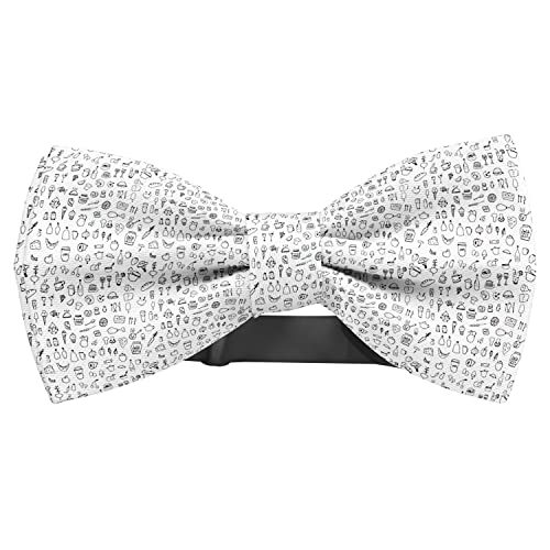 KAWAMOUSE Adjustable Pre-tied bow tie for Men (Food Icons Pattern) Elegant Cute Bowties for Dogs Cats Pets