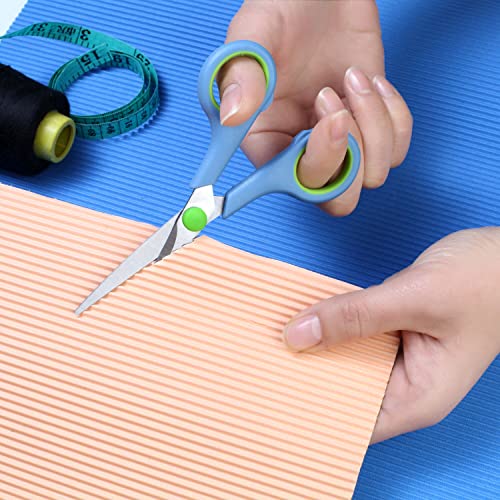 CCR Schere,Edelstahlklingen Soft-Grip Scheren Set,Bastelschere Geeignet für Zuhause, Büro und Schule,Satz von 5(blau) - Image 6