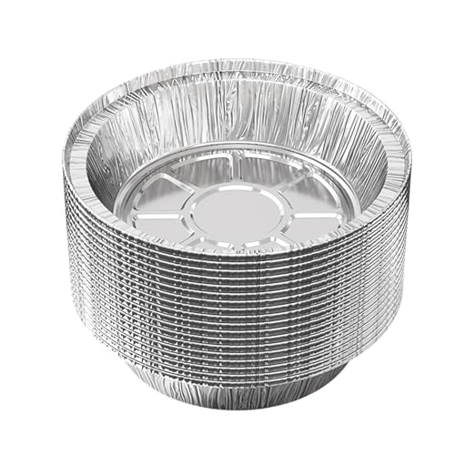 Qfdiwr Fundas Para Freidora De Aire - 50 Piezas de Bandejas de Papel de Aluminio - Láminas Redondas Impermeables Al Para Freidoras De Aire,Para Utensilios Microondas Horno Tostador Carne Vegetales