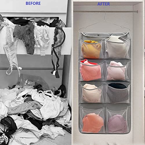 Anizer Dual Sided Hanging Closet Organizer Durable Socks Stocking Clothes Bra Accessories Storage Bag With 16 Large Pockets (Nylon Mesh Pockets) #TOP3