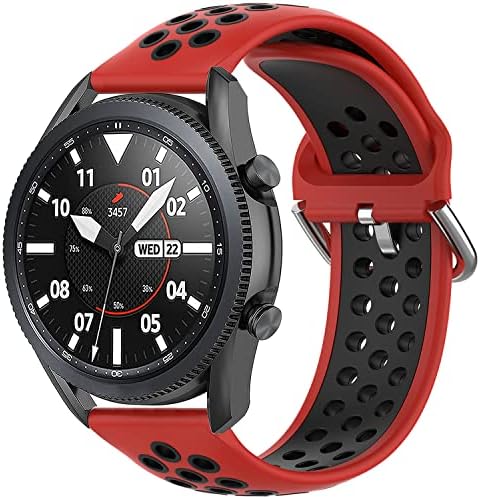 Pailebi Replacement Band for Garmin Vivoactive 4,22mm Silicone Strap Compatible with Samsung Galaxy Watch 46mm/Gear S3 Frontier/Classic Polar vantage M Quick Release Wristband(Red/Black,22mm)