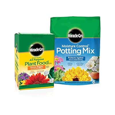 Miracle-Gro Moisture Control Potting Mix and Water Soluble All Purpose Plant Food - Bundle of Potting Soil (8 qt.) and Plant Food (1.5 lb.) for Plants & Flowers Grown in Containers