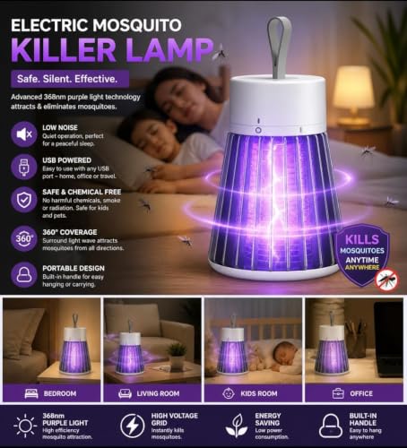 Image of DJIVAN Eco Friendly Electronic LED Mosquito Killer Machine Trap Lamp, Screen Protector Mosquito Killer lamp for Home, USB Powered Electronic (U-Pack of 1)