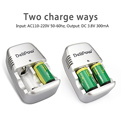 Delipow CR2 Rechargeable Batteries, 3-Volt, 800mAh, Lithium, MSDS Approved, Pre-Charged Photo Camera Battery (4-Pack + Charger) - Thumbnail 2