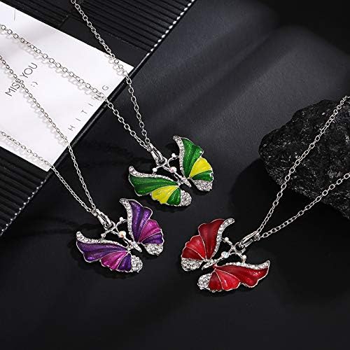 JOYID Multi-colors Beautyiful Butterfly Pendant Necklace Crystal Long Chain Sweater Necklace for Women - Image 3