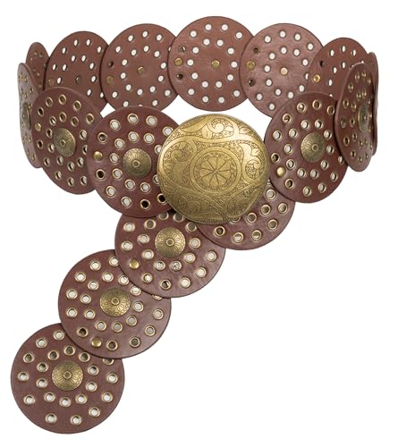 Women Western-Wide-Disc-Belt Hollow-Cowgirl-Belts Vintage Boho-Styl Chunky Country Belts for Jeans Dress Skirt