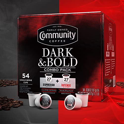 Image of Community Coffee Dark & Bold Variety 54 Count Coffee Pods, Extra Dark Roast Compatible with Keurig 2.0 K-Cup Brewers, 54 Count (Pack of 1)