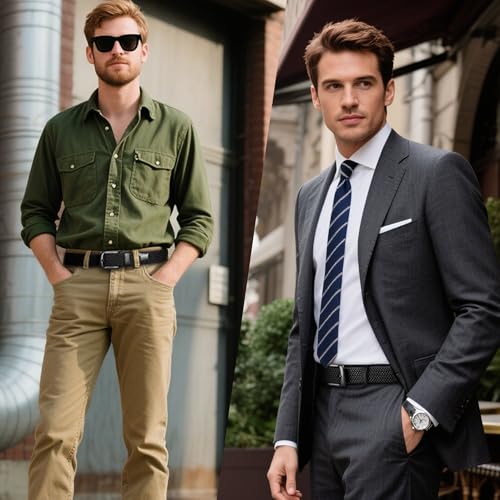 1.38" Wide Elastic Fabric Woven Stretch Multicolored Braided Belts for Golf Casual Pants Jeans, Mens Gift Belt2