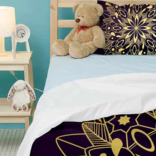Parure de lit housse de couette motif mandala floral doré de qualité supérieure