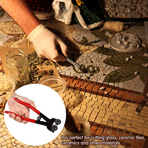 Nerissa Mosaic Tool Plier Tile Nippers Carbide Tile Snippers Wheeled Glass Ceramic Tile Cutting Pliers Professional 8 Tile Cutter with Two Alloy Cutter Wheel for Trim Work on Flooring Walls - Image 4