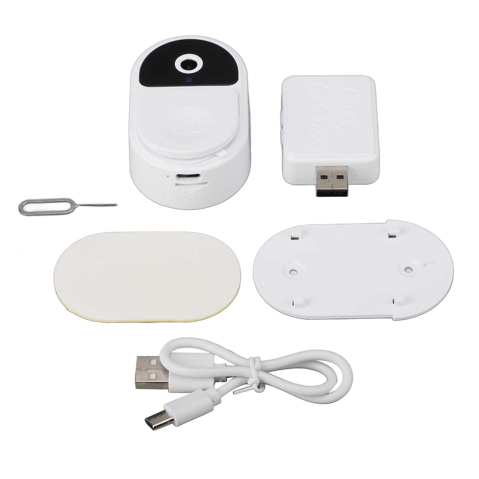 Visor de Puerta Digital, Timbre de Video WiFi Cámara de Mirilla de 90 Grados 128GB con Función de Llamada de Video Y Cambio de Voz(Blanco)