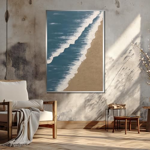 Tableau texturé de vagues XINBAO 50x75 cm décoration murale turquoise - 2