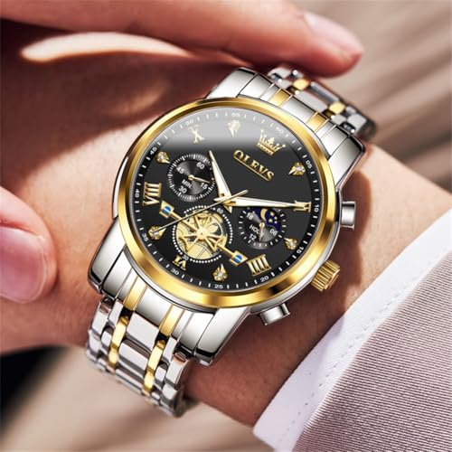 Image of OLEVS Watches for Men Dress Chronograph Luxury Stainless Steel Big Face