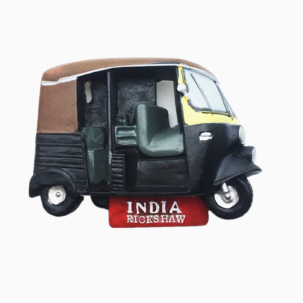 Muyu Magnet Souvenir 3D Rickshaw of India Fridge Gift,Home & kitchen Decoration ic Sticker India Refrigerator Collection