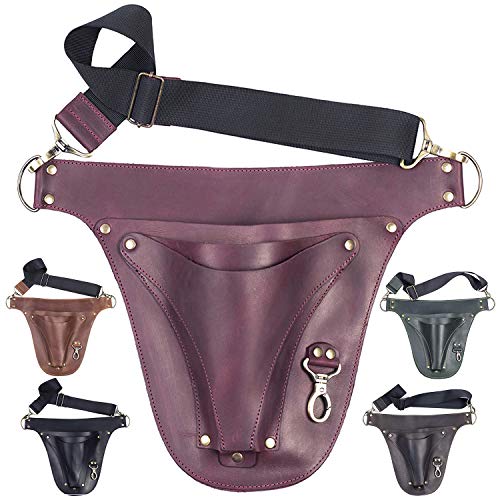 SKLKT Leather Florist Tool Belt Bag for Gardener Farmer Tools Holster Pouch Florists - Small Carpenter Electrician Organizer Kit - Adjusts up to 48" (Burgundy)