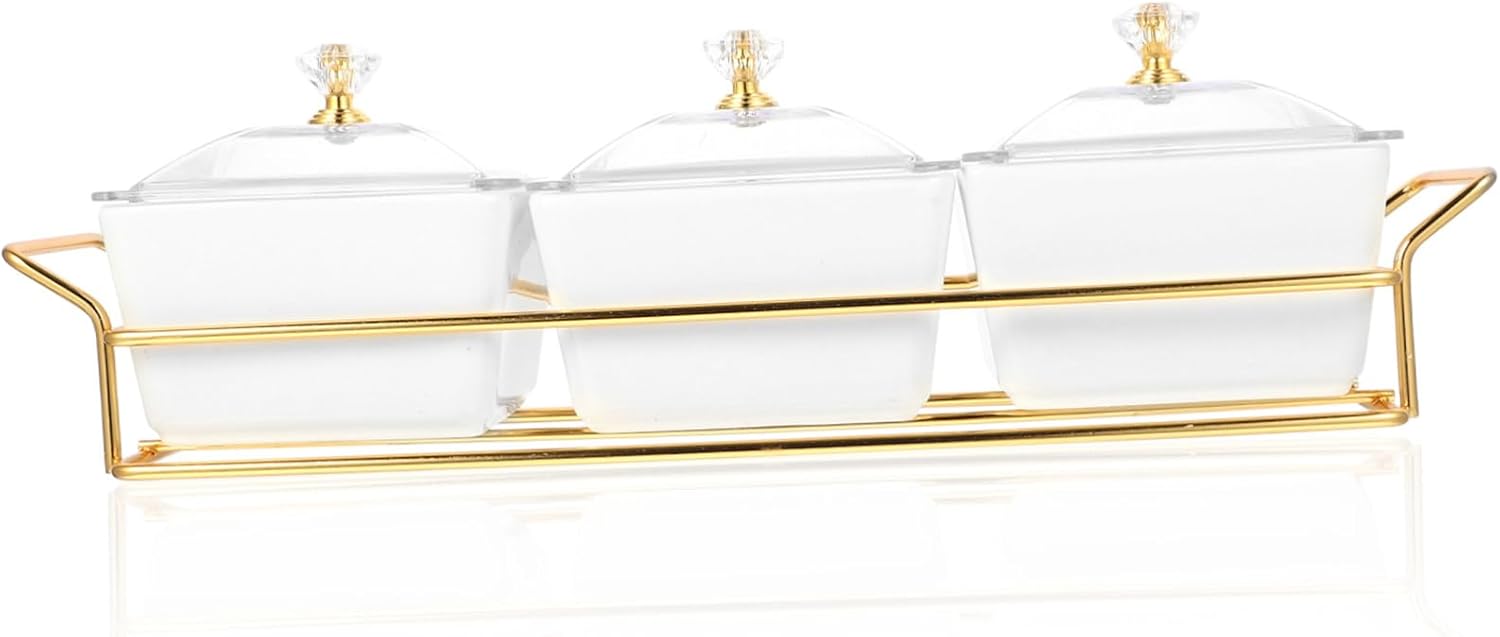 PRETYZOOM 1set Divided Ceramic Snack Bowl Lid Multi Serving Dish for Fruits Candies and Snacks Elegant Kitchen Platter Easy to Clean Practical Design for Organized Serving