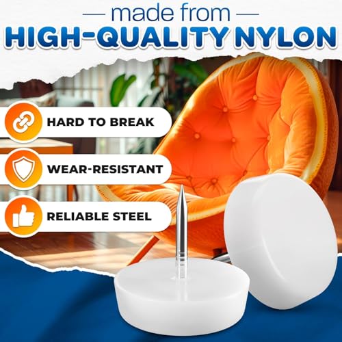 100 Pcs Nail On Furniture Glides – 0.8x0.7 Plastic Furniture Feet – Durable, Easy to Install, Low-Profile, Smooth Gliding – Nail in Chair Leg Floor Protectors Prevents Scratches, Dents - Image 4