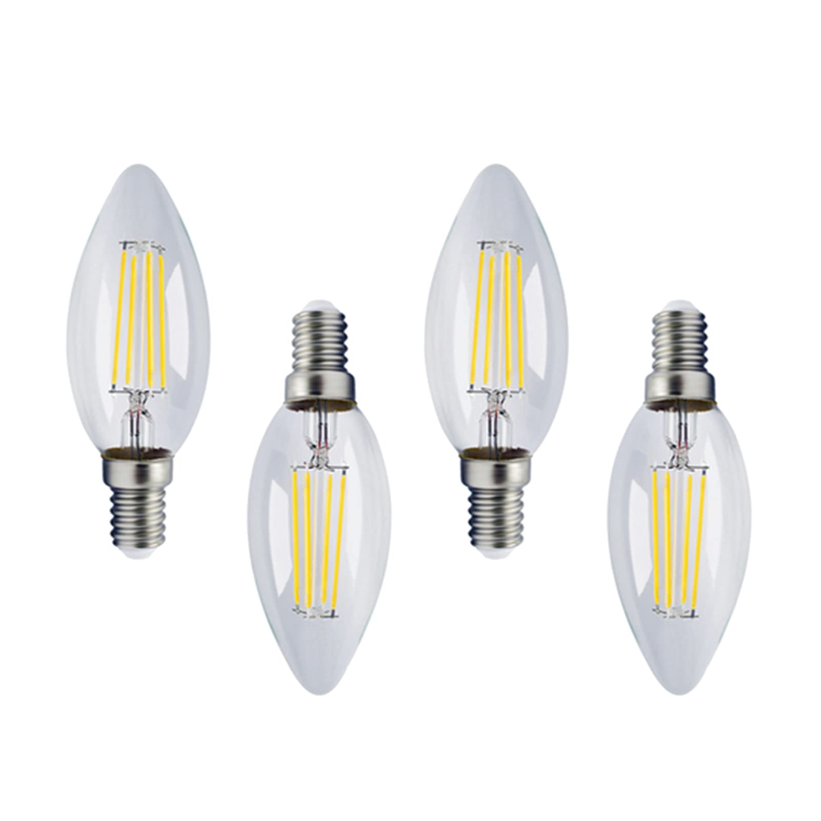 Lampadina a candelabro LED dimmerabile 4 W, equivalente a 40 W 400 lm, Lampadine a candelabro con filamento LED Base E12, Lampadine decorative a candela C35 in vetro trasparente Edison antico, Confez