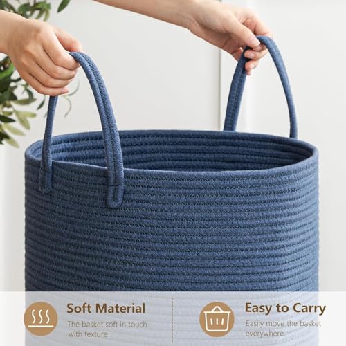 Image of Laundry Basket for Clothes | Toy Storage Basket | Washing clothes Storage Basket | Cotton Rope Basket | Multi-Purpose Use Big Size Laundry Basket | Dirty Cloth Baskets Jute | 36x36x46 cm