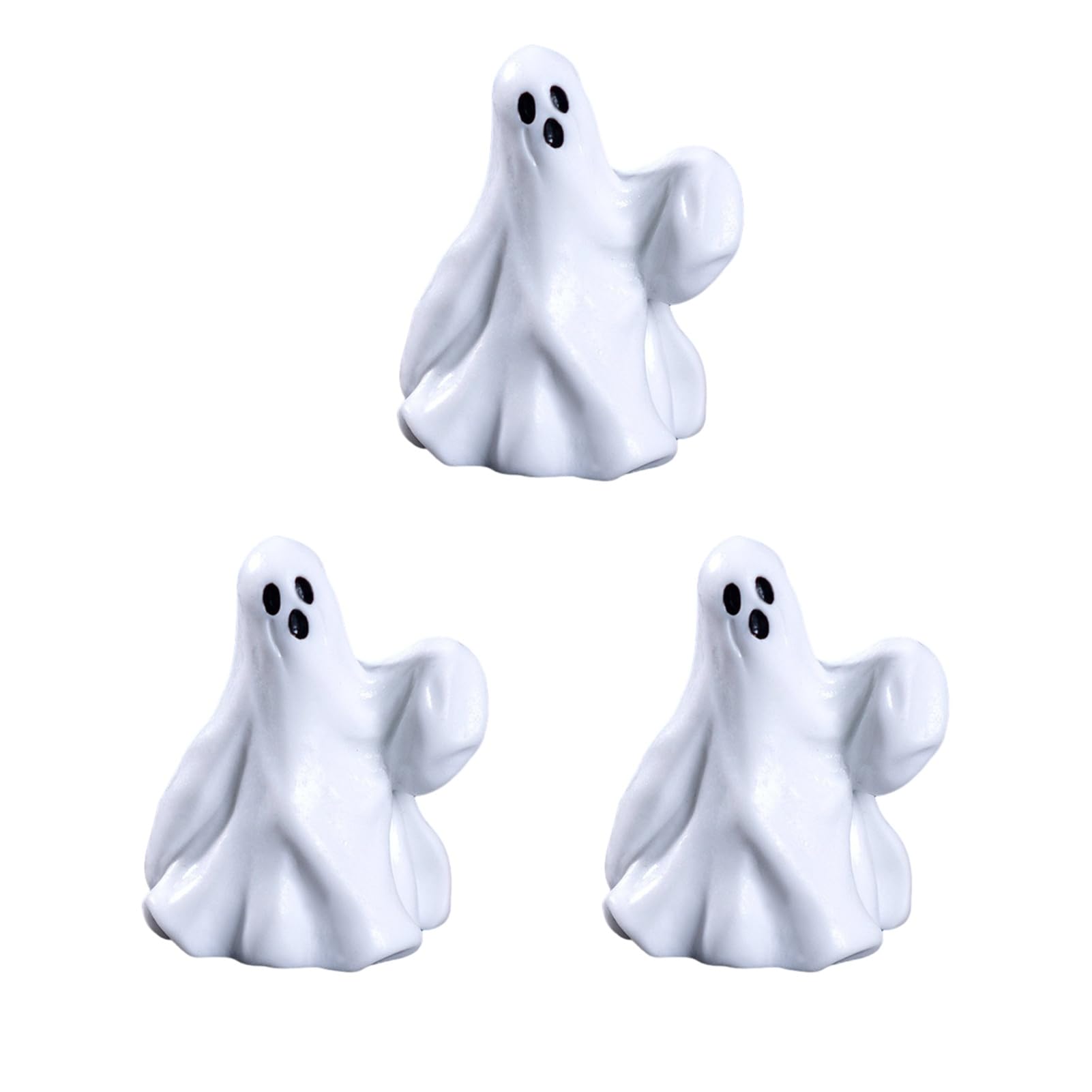 sugerou 3Pcs Halloween Mini Resin Figurines Spooky Pumpkin Ghost Decor