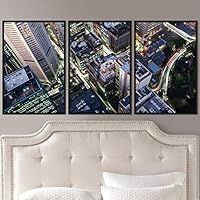 3 Piece Framed Canvas Wall Art City Illuminations Canvas Prints Home Artwork Decoration for Living Room,Bedroom - 16
