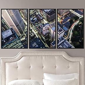 signwin 3 Piece Framed Canvas Wall Art City...