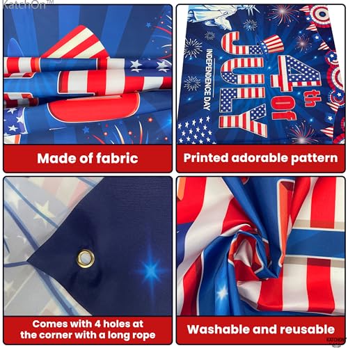 Image of KatchOn, XtraLarge 4th of July Banner- 72x44 Inch | Fourth of July Backdrop for Independence Day Decor | Patriotic Decorations | Memorial Day Decorations | 4th of July Decorations